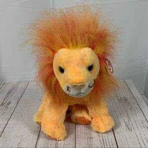 Vintage 2000 Ty Beanie Buddies Bushy the Lion Orange